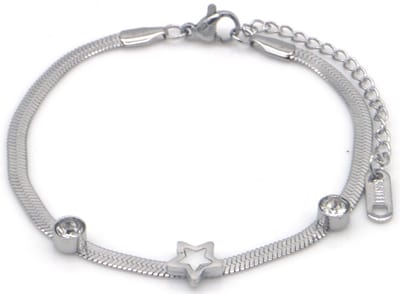 RVS ster armband 16-21 cm – zilverkleurig – dames
