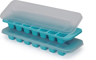Ijsblokjesvorm, 11.9 x 33 x 3.6 CM, Set van 2 Stuks, Easy Fill, Voor 14 ijsblokjes, Kunstof, Blauw - Joseph Joseph | Flow