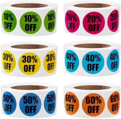 Allecto - 2,5 cm Ronde Actie-etiketten - Zelfklevende Kortingsstickers - 3000 Stuks - Verkoopstickers voor Detailhandel - Perfect voor Uitloopkorti...