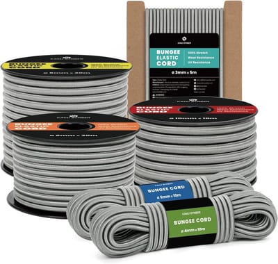 Elastisch Touw Grijs 3mm x 5m Sterk Spanband Bungee Koord voor Dekzeil en Kamperen