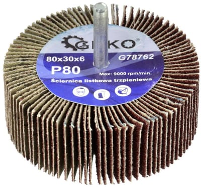 GEKO Abrasieve lamellenschijf - P80 korrel - 80x30 mm - 6 mm as - Aluminiumoxide
