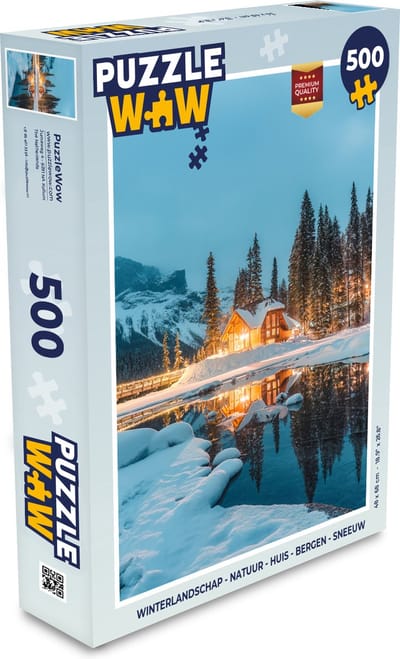 Puzzel Winterlandschap - Natuur - Huis - Bergen - Sneeuw - Legpuzzel - Puzzel 500 stukjes