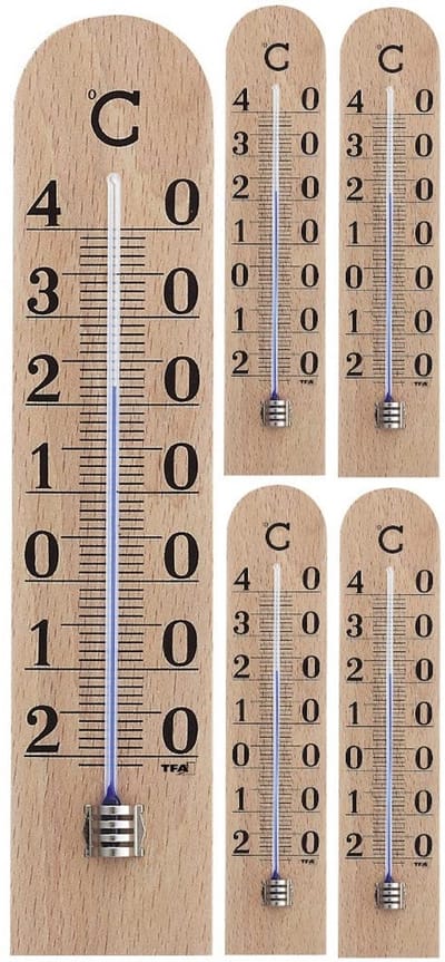 Analoge Binnenthermometer Gemaakt van Massief Beukenhout Groot Formaat