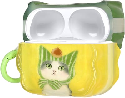 kwmobile In-Ear Oordopjes Case voor Apple Airpods Pro 2 / Pro 1 Case met Karabijnhaak - Headphones Case - Earphones Cover Etui - Kat en kastanje design