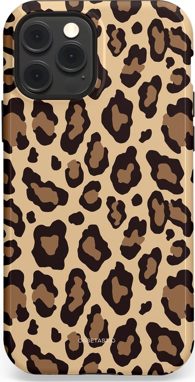 Casetastic hoesje geschikt voor Apple iPhone 12 / Apple iPhone 12 Pro - MagSafe - Dubbellaagse bescherming - Wilde Panter - Fashion Case - Zwart Taupe Crème