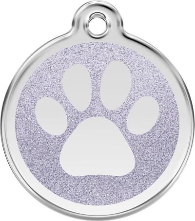Red Dingo Hondenpenning 30 mm pootje glitter zilverkleurig