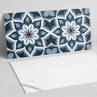 Coloray Wandpanelen Zelfklevend - Bloemenmotief in symmetrie PVC Wandpaneel - 100 cm x 50 cm - Blauw Wandbekleding Zelfklevend - 1 stuk - Mozaïeken Wandpanelen Zelfklevend - Wandpanelen Keuken - Wandpaneel Badkamer