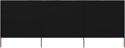 Strandscherm - Windscherm - Buiten Ontspannen - Opvouwbaar 3-delig - 400 x 160 cm - Zwart