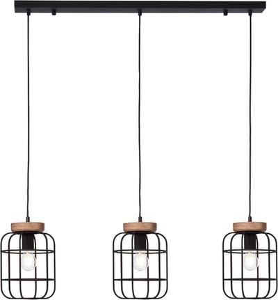 Brilliant Gwen - Hanglamp - E27 max 3x40W - Zwart/Hout