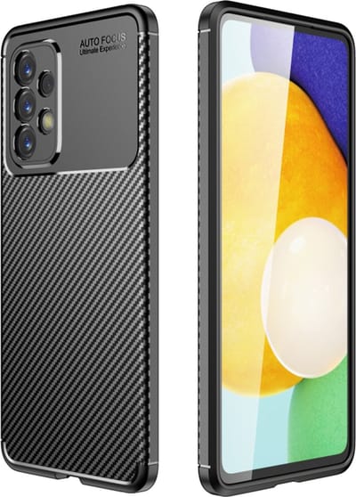 Techsuit Carbon Fiber Silicone Back Cover Hoesje geschikt voor Samsung Galaxy A53 - Zwart
