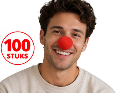 100x Rode clownsneus/neuzen zonder elastiek
