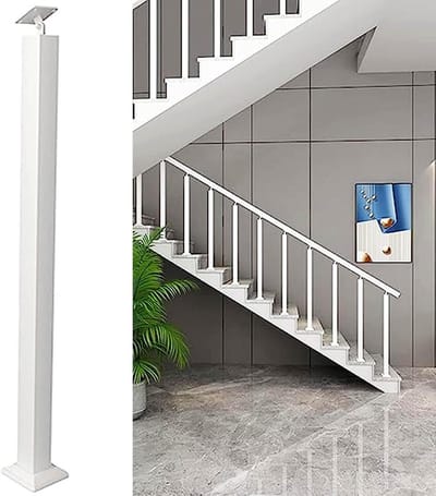 Trapleuning Paal - Balustrade Staander - Veiligheid Buiten - 270° Verstelbaar - 100 cm - Wit