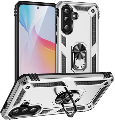 Coverup Hoesje - Geschikt voor Samsung Galaxy A56 Hoesje - Coverup Ring Kickstand Back Cover - Zilver