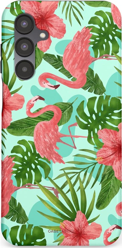 Casetastic hoesje geschikt voor Samsung Galaxy A16 - Dubbellaagse bescherming - Flamingo jungle - Fashion Case - Mintgroen Koraal