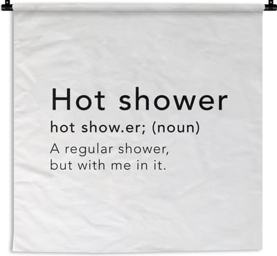 Wandkleed - Wanddoek - Spreuken - Quotes - A regular shower but with me in it - Hot shower - Woordenboek - 180x180 cm - Wandtapijt