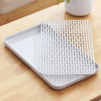 Dailygoods- Afdruiprek met lekbak - Keuken droogrek - 31x17cm - Voor sponzen, glazen, flessen - Ruimtebesparend - Eenvoudig te reinigen