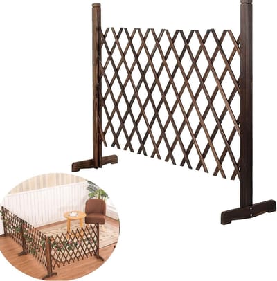 Houten Tuinafscheiding - Hekwerk Privacy Scherm - Huisdieren Buiten Houden - Vrij Uitrekbaar Ontwerp - 120 x 70 cm