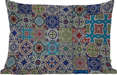 Buitenkussens - Tuin - Bloemen - Patronen - Groen - Blauw - 50x30 cm
