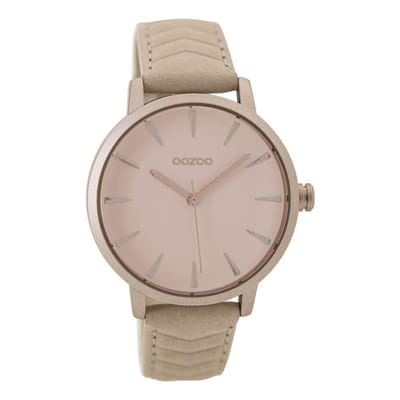 OOZOO Timepieces - Oud roze horloge met oud roze leren band - C9507
