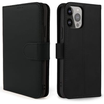 Coverzs telefoonhoesje geschikt voor Apple iPhone 13 Pro Max Bookcase hoesje - Walletcase flipcase shockproof hoesje pasjeshouder - zwart