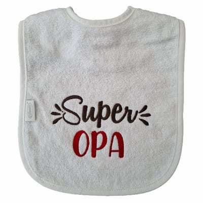 Witte slab met "Super Opa" - grootvader, babyshower, zwanger, cadeautje, kraamcadeau, grappig, geschenk, baby, tekst, beige, bruin