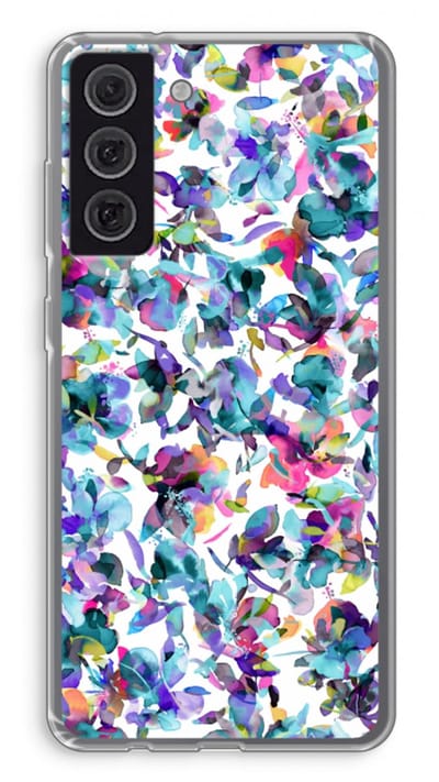 Hoesje geschikt voor Samsung Galaxy S21 FE hoesje - Hibiscus Flowers - Soft Cover Telefoonhoesje - Bescherming aan alle Kanten en Schermrand