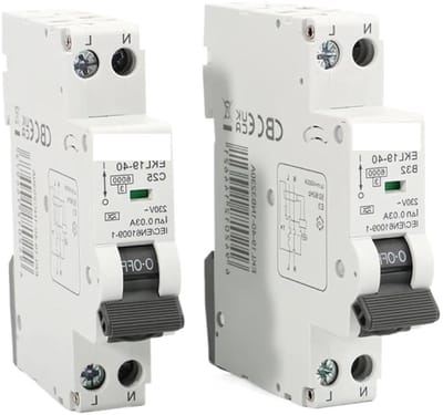 Aardlekschakelaar - Stroomonderbreker - Veilige Elektriciteit - C Curve - 19 mm breed - Wit