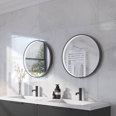 Ben Callisto Ronde Spiegel - met LED Verlichting en Anti-condens - Ø 60 cm - Voorgemonteerd - Mat Zwart - Badkamerspiegel - Wandspiegel