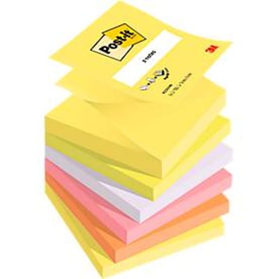 Z-Notes Post-it R330-NR, voor Z-Notes dispenser, 6 pads, 100 vellen per pad, 76 x 76 mm elk, PEFC-gecertificeerd, neonkleuren