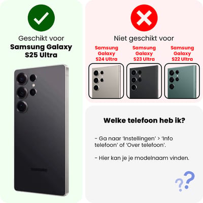Hoesje Geschikt voor Samsung Galaxy S25 Ultra - Met Screenprotector - Pashouder - Kaarthouder - Back Cover - Telefoon Hoes Shockproof - Siliconen Case - Shock Proof - Pasjes Houder - Transparant