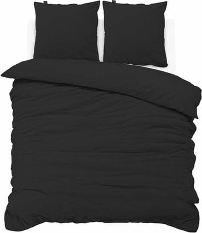 iSleep Dekbedovertrek Teddy Fleece - Eenpersoons - 140x200/220 cm - Zwart