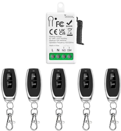 Universele Draadloze Afstandsbedieningsschakelaar AC 220V 230V - 1-kanaals RF Relais Ontvangermodule met 5 Zenders