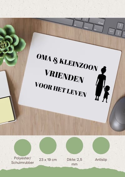 Akyol - oma en kleinzoon vrienden voor het leven Muismat - Vriend - oma/kleinzoon - oma cadeautjes - cadeau - kado - geschenk - kleinzoon verjaardag - kleinzoon artikelen - 23 bij 19 cm