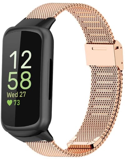 Milanees bandje - geschikt voor Fitbit Inspire 3 - rvs Milanese met gesp sluiting - rosegoud
