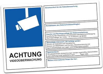 Waarschuwingssticker Videobewaking - Privacy en Diefstalpreventie - Blauw - 15x10cm
