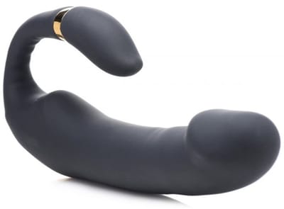 XR Brands Pleasure - Silicone Vibrator with Clitoris Stimulator black
