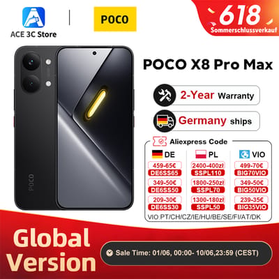 Globale versie POCO X8 Pro Max 5G NFC-smartphone, 8500mAh monsterbatterij, Dimensity 9500s, 6,83'' 1,5K 120Hz AMOLED-scherm