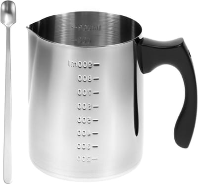 Kaarsensmelttopf - Was smelter - Kaarsen maken - Hittebestendige handgreep - 1000 ml - Zilver