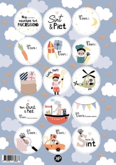 2x Sinterklaas Stickervel - 15 stickers per vel - Full Colour - Leuk inpakken - Modern - Roetveegpiet