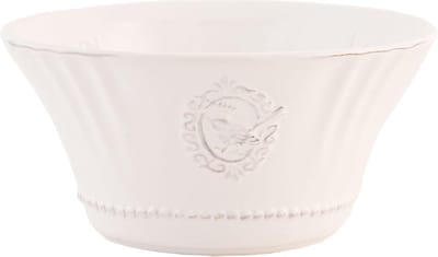 Clayre & Eef Soepkom Ø 14x7 cm Wit Keramiek Vogel