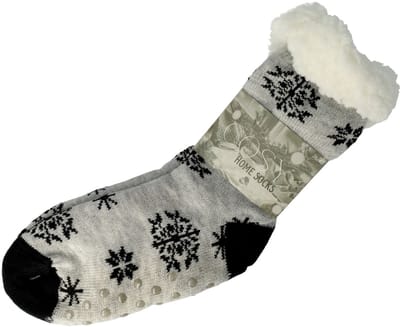 Huissokken - Verwarmde Antislip Sokken Maat 36/40 Man Vrouw - Fleece Sokken - Dikke Sokken - Fluffy Sokken - Kerst Sokken - Slofsokken - Warme Sokken - Bedsokken - Gevoerde Sokken - Winter Sokken - Zwart Grijs
