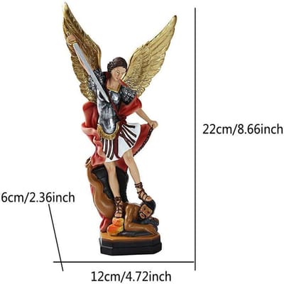 St. Figurine Archange Michel terrassant un démon Ornement en résine Décoration Bureau Bureau Chambre Maison Cadeau Facile à utiliser Statue Sculpture