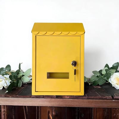 Brievenbus voor Buiten - Wandbrievenbus Pakketbus - Post Ontvangen - Anti-Vis Deur - 30 x 7 x 21 cm - Geel
