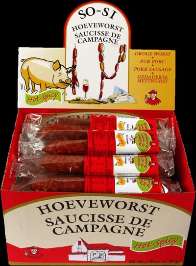 Hoeveworst Hot & Spicy, droge worst 28st x 47g