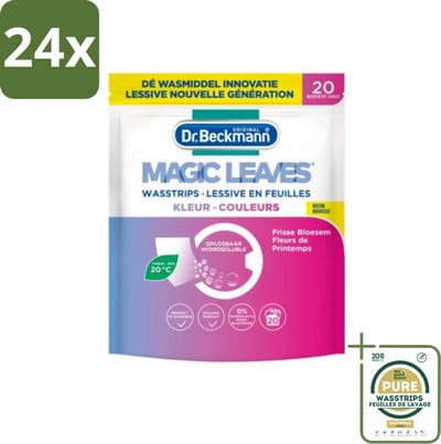 Dr. Beckmann - Magic Leaves - Wasstrips - Gekleurde Was - Frisse Bloesem - 20 Wasbeurten - Voordeelverpakking - 24 stuks - Gekleurde was - Frisse geur