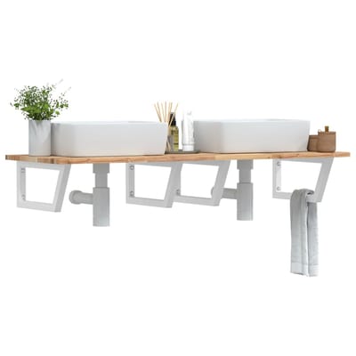 vidaXL - Badkamer - wandschap - staal - en - massief - acaciahout