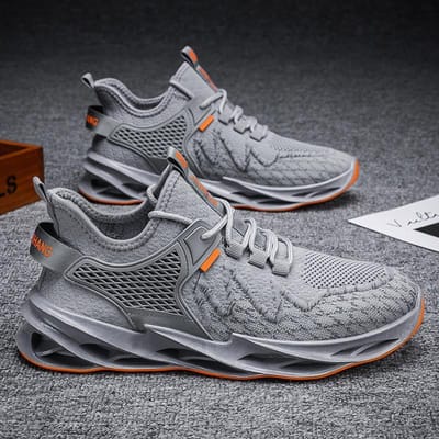 Herenschoenen Lente/Zomer Mesh Oppervlak Ademende Schoenen Heren Trendy Casual Lichtgewicht Sneaker Papa Schoenen Flyknit Hardloopschoenen Heren 44 gray