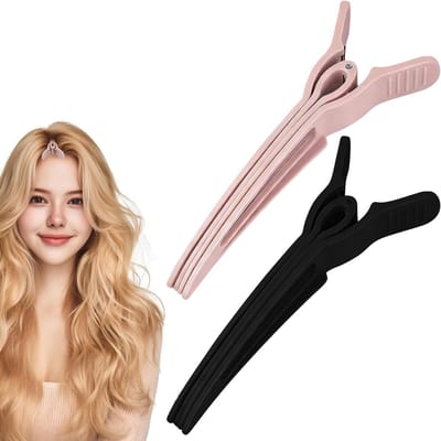 Nieuwe antislip haarclips voor een volumineuze pony, 2 stuks roze en zwarte clips, ideaal voor krullend haar en haaraanzet