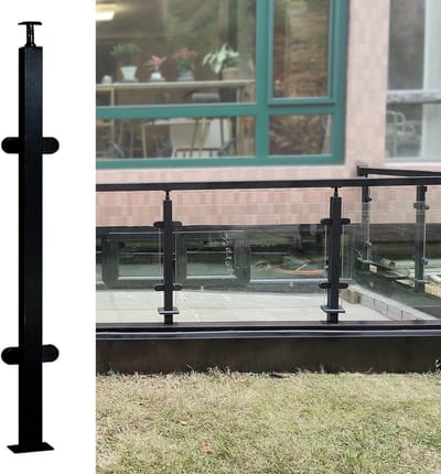 Glazen Balustrade Paal - RVS Reling - Balkon Afschermen - Voor 10/12mm Glas - 150cm - Zwart