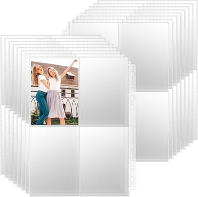 50 Stuks A4 Fotohoezen met 400 Vakken, Dubbelzijdige Bescherming voor Foto's en Ansichtkaarten, Transparante Postkaarthoezen en Fotohoesjes voor Archivering